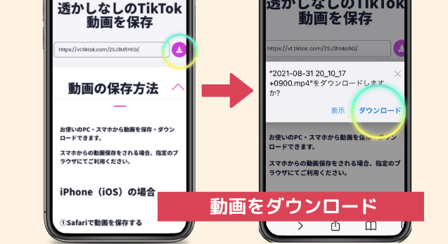 動画のダウンロード開始する